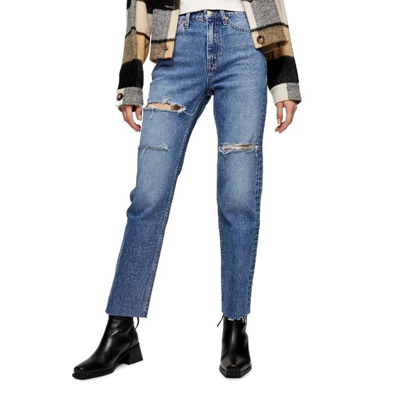 Topshop Sofia Ripped Straight Leg Jeans 